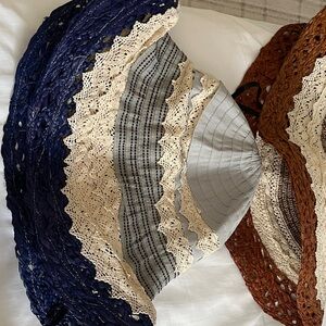 Chic Lace-Trimmed Women's Hat in Navy and Brown
